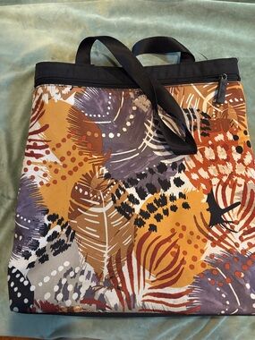 Vera Bradley Mustard, Purple & Brown Printed Tote